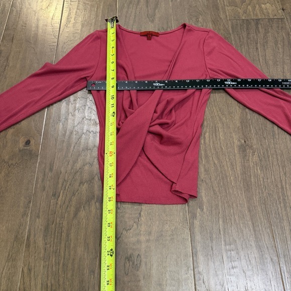 Red by BKE Buckle Women's Pink Ribbed Twist Front Long Sleeve Crop Top Size S - Picture 5 of 7